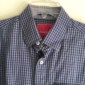 TOMMY BAHAMA Geo Print Button Down Cotton Shirt Men’s Medium